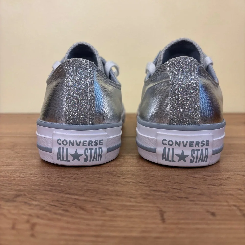 CONVERSE Chuck Taylor All Star Sneakers Silver Metallic Glitter Women Size 6.5
